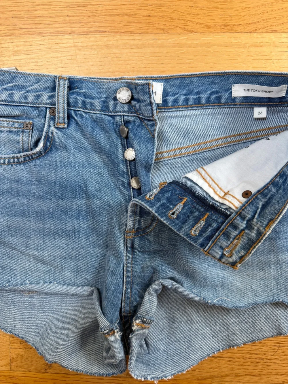 Denim Forum Light Blue High-Rise Cutoff Denim Shorts